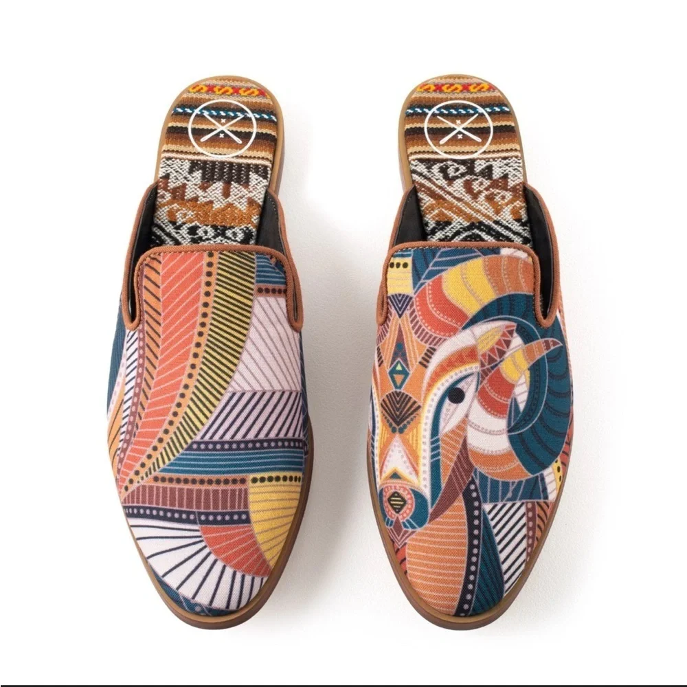 Inkkas Cyprus Bohemian Abstract Art Boho Free Spirit Closed Toe Hippie Slides 7